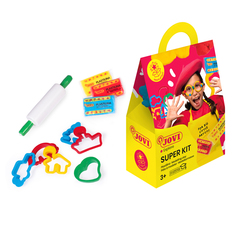 Пластилин JOVI "Super Kit", 03 цвета, 150г, растительный, 6 формочек, 1 скалка, картонна