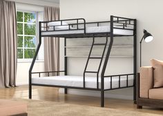 Двухъярусная кровать 4 сезона 120x190 Раута Черный полка дуб крафт белый