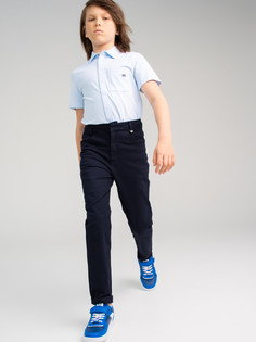 Брюки текстильные для мальчиков PlayToday (regular fit), тёмно-синий, 134