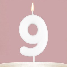 Свеча-цифра для торта Страна Карнавалия Цифра 9 , светится в темноте, 4 х 10 см