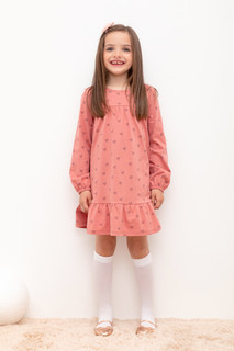 Платье детское CROCKID М 3515, кирпичная пыль, сердечки, 128