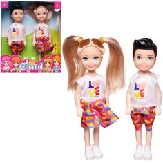 Игровой набор кукол Junfa Мальчик и девочка 13 см WJ-35101/разноцветная
