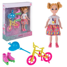 Кукла 1toy Alisa Little Love 15,2 см блонд с велосипедом и роликами