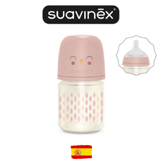 Детская стеклянная бутылочка Suavinex с рождения 0+ розовый 120 мл