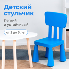 Детский стул Мамонт, стульчик пластиковый со спинкой, синий
