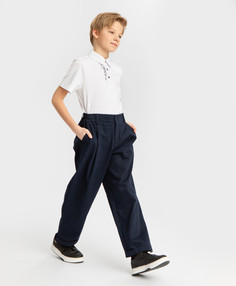 Брюки-бананы с защипами синие Button Blue (152)