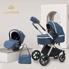 Коляска-трансформер 3 в 1 Luxmom A6, синий