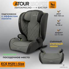 Автокресло бустер детское 15-36 кг Jovola Atour I-Size Isofix темно-серый