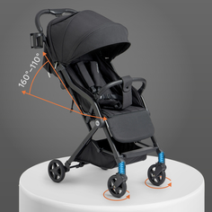 Коляска прогулочная Happy Baby Umma дождевик, москитная сетка, подстаканник, черная Tomahawk