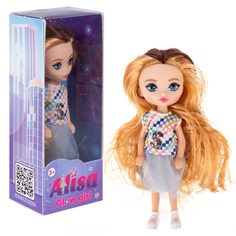 Кукла 1TOY ALISA GLOW GIRL c разноцветн волосами, гнущ коленями, 15 см, в серой юбке