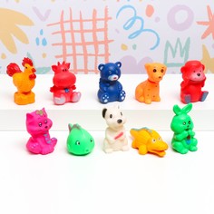 Набор игрушек пищалок для ванны UzToy Животные, резиновые, 10 шт, 10 см