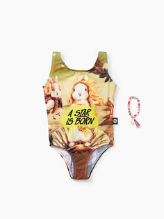 Купальник слитный детский Happy Baby 50658, зеленый; бежевый, 92