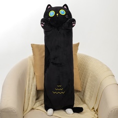 Мягкая игрушка-подушка Кот, 90 см, чёрный No Brand