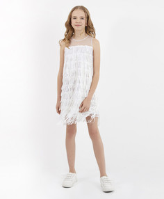 Платье с отлетными пайетками белое для девочки Gulliver (116)