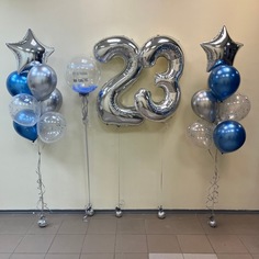 Набор шаров с гелием №390 С цифрой 23, 12 шт No Brand