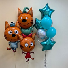 Набор шаров с гелием 494 - три кота No Brand