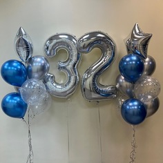Набор шаров с гелием с цифрами 32, аэродизайн No Brand