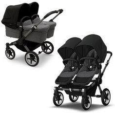 Коляска для двойни 2в1 Bugaboo Donkey 5 Twin Graphite, цвет Grey Melange / Midnight Black