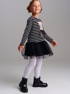 Платье детское PlayToday 32422158, черный, белый, 104