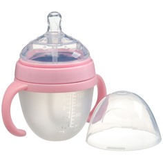 Бутылочка для кормления M&B, ШГ O70мм, 150мл., с ручками, силиконовая колба, цвет розовый Mum&Baby