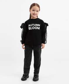 Джинсы с высокой посадкой силуэта Мом-фит чёрные для девочки Gulliver, 122, 22401GMC6301