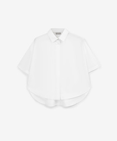 Рубашка оверсайз с коротким рукавом белая для девочки Gulliver, 140, 224GSGJC2209
