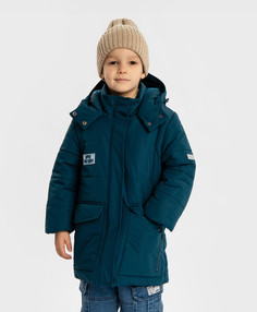 Полупальто демисезонное с капюшоном и манжетами синее Button Blue, 128, 224BBBMC4601