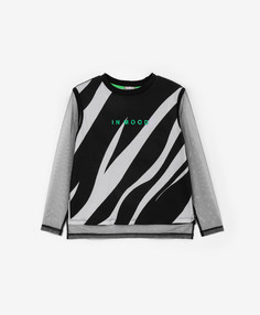 Лонгслив из трикотажа и сетки чёрный для девочки Gulliver, 158, 22409GJC1205