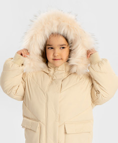 Пальто зимнее водоотталкивающее бежевое Button Blue, 98, 224BBGMC4503