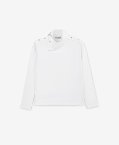 Водолазка с застёжкой на кнопках белая для девочки Gulliver, 128, 224GSGC1803