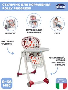 Стульчик для кормления Chicco Polly Progres 5 Cherry
