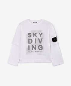 Лонгслив, имитирующий многослойность белый для мальчика Gulliver (134)