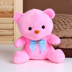 Мягкая игрушка Мишка с бантиком, 20 см, цвет розовый No Brand