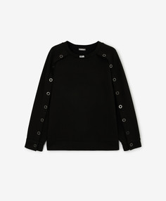 Свитшот с металлофурнитурой в отделке черный для мальчика Gulliver (158)