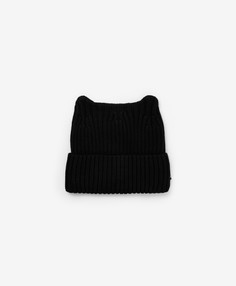 Шапка вязаная с ушками чёрная для девочки Gulliver, 56, 22409GJC7306