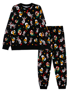 Пижама детская PlayToday 42431010, черный, 176