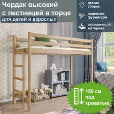 Чердак высокий с лестницей в торце, спальное 200/90, лак No Brand