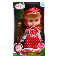 Кукла "Маша и Медведь" 25 см, озвуч.,(платье в горох, на бат.) в коробке Карапуз