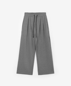 Брюки трикотажные с поясом на резинке серые для девочки Gulliver (140)