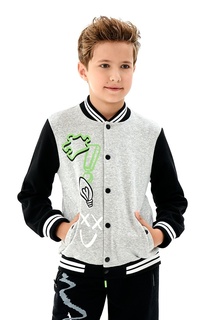 Бомбер детский Kari AW24C10012722, серый, черный, 11-12