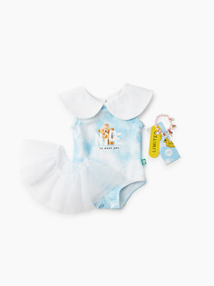 Купальник слитный для девочек Happy Baby 50656 цв. белый; голубой р. 80