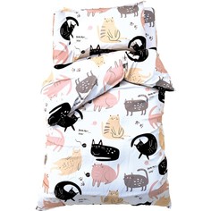 Постельное белье Этель 1.5 сп Cat party, 143*215 см, 150*214 см, 50*70 см -1 шт,100% хлопо No Brand