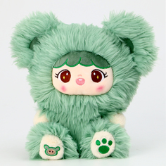 Мягкая игрушка "Кукла" в костюме мишки, 30 см, цвет зеленый No Brand