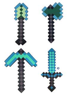 Игрушечное оружие Майнкрафт Minecraft алмазное 4 в 1 меч, кирка, лопата, топор Star Friend