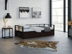 Односпальная кровать 4 Сезона Арга Черный ящики венге