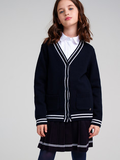 Кардиган трикотажный для девочек PlayToday, тёмно-синий, 146