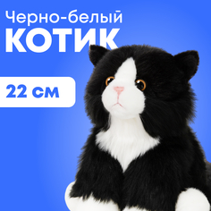Мягкая игрушка реалистичная MAXITOYS черно-белый котик MT-TS112317-20