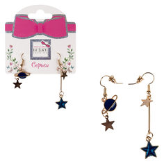 Серьги-гвоздики Lukky Fashion с подвесками металл+эмаль Космос