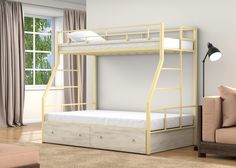 Двухъярусная кровать 4 сезона 90x190 Раута Твист Слоновая кость ящики Дуб крафт белый