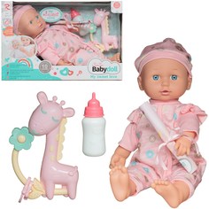 Игровой набор Junfa Пупс My Sweet Love 35 см с мягким телом в розовом комбинезоне WJ-36805